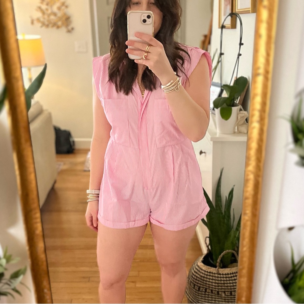 Pink & White Stripe Romper
